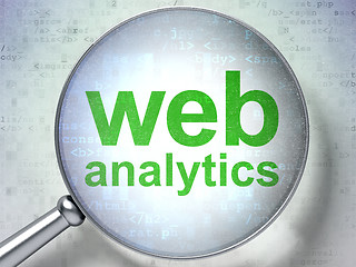 Image showing SEO web design concept: Web Analytics with optical glass