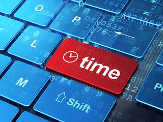 Image showing Time concept: Clock and Time on computer keyboard background