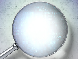 Image showing Technology concept: lens over digital background