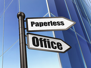 Image showing Finance concept: Paperless Office on Building background