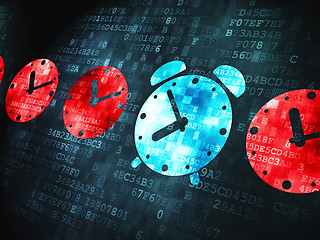 Image showing Time concept: Alarm Clock on digital background