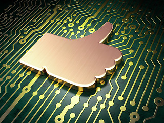 Image showing Social media concept: Like on circuit board background