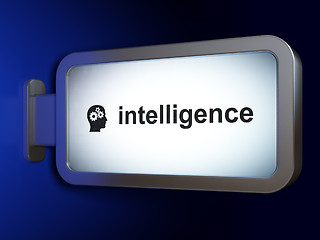 Image showing Education concept: Intelligence and Head With Gears on billboard