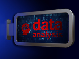 Image showing Data concept: Data Analysis and Head With Gears on billboard bac