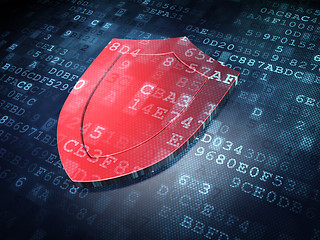 Image showing Protection concept: Red Shield on digital background