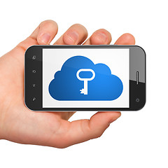 Image showing Cloud technology concept: Cloud With Key on smartphone