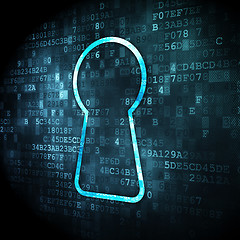 Image showing Information concept: Keyhole on digital background