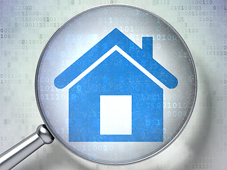 Image showing Security concept:  Home with optical glass on digital background