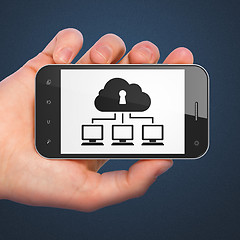 Image showing Protection concept: Cloud Network on smartphone