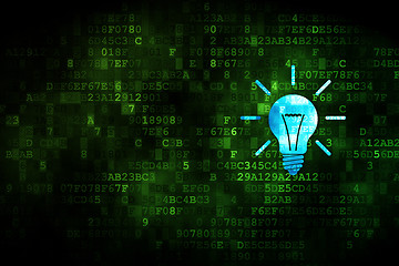 Image showing Finance concept: Light Bulb on digital background
