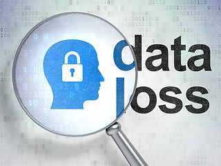 Image showing Data concept: Head With Padlock and Data Loss with optical glass