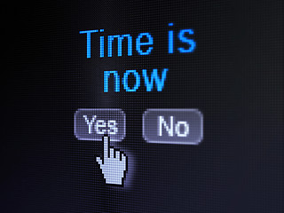 Image showing Time concept: Time is Now on digital computer screen