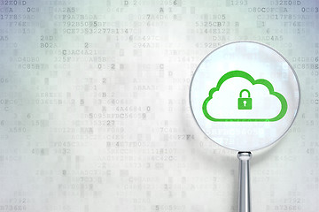 Image showing Cloud computing concept:  Cloud With Padlock with optical glass