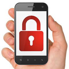 Image showing Privacy concept: Closed Padlock on smartphone