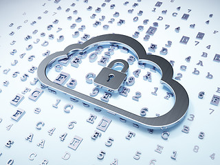 Image showing Cloud networking concept: Silver Cloud With Padlock on digital b