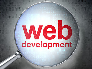 Image showing SEO web design concept: Web Development with optical glass