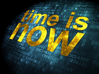 Image showing Time concept: Time is Now on digital background