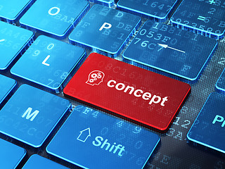 Image showing Advertising concept: Head With Gears and Concept on computer key