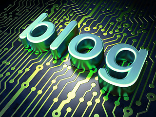 Image showing SEO web development concept: Blog on circuit board background