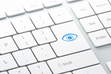 Image showing Privacy concept: Eye on computer keyboard background