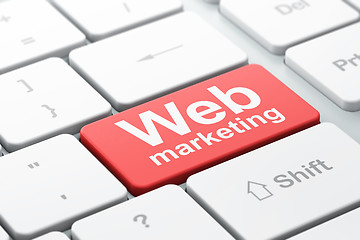 Image showing SEO web design concept: Web Marketing on computer keyboard backg