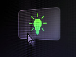 Image showing Finance concept: Light Bulb on digital button background