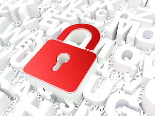 Image showing Safety concept: Closed Padlock on alphabet background