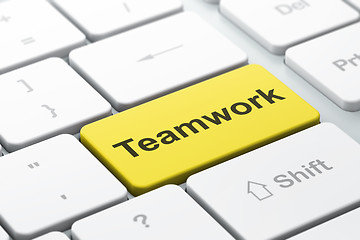 Image showing Business concept: Teamwork on computer keyboard background
