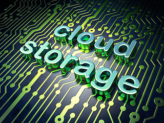 Image showing Cloud networking concept: Cloud Storage on circuit board backgro