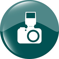 Image showing photo camera web icon, button isolated on white