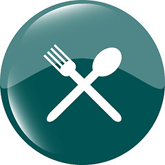 Image showing Food button, spoon and fork on web icon