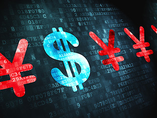 Image showing Currency concept: Dollar And Yen on digital background