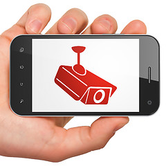 Image showing Security concept: Cctv Camera on smartphone