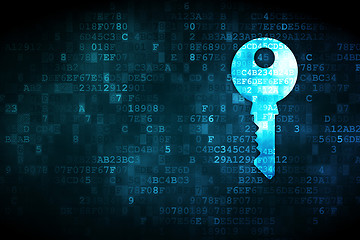 Image showing Protection concept: Key on digital background