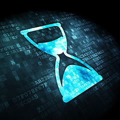 Image showing Timeline concept: Hourglass on digital background