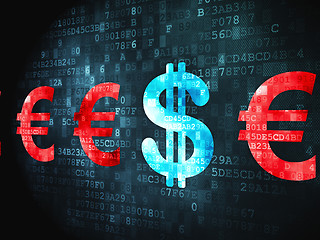 Image showing Currency concept: Dollar And Euro on digital background