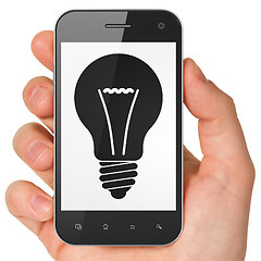 Image showing Business concept: Light Bulb on smartphone