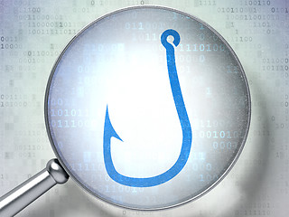 Image showing Protection concept:  Fishing Hook with optical glass on digital