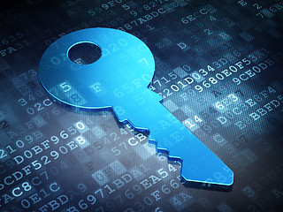 Image showing Protection concept: Blue Key on digital background