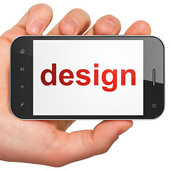 Image showing Advertising concept: Design on smartphone