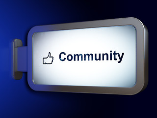 Image showing Social media concept: Community and Like on billboard background