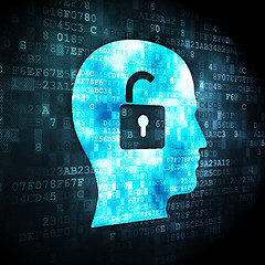 Image showing Business concept: Head With Padlock on digital background