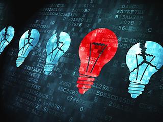 Image showing Protection finance concept: Lightbulb on digital background