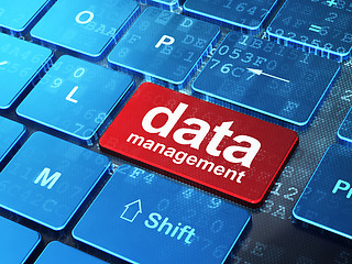 Image showing Information concept: Data Management on computer keyboard backgr