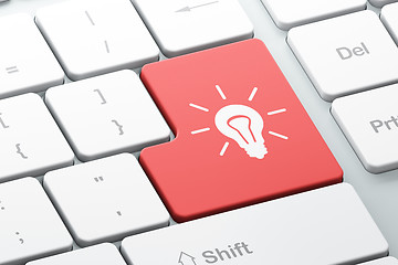 Image showing Finance concept: Light Bulb on computer keyboard background