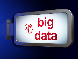 Image showing Data concept: Big Data and Head With Gears on billboard backgrou