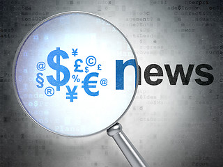 Image showing News concept: Finance Symbol and News with optical glass