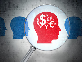 Image showing Finance concept: Head Whis Money with optical glass on digital b