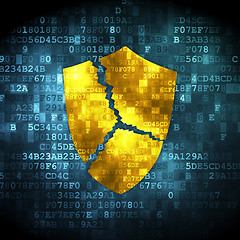 Image showing Privacy concept: Broken Shield on digital background