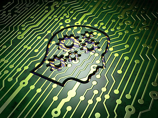 Image showing Education concept: Head With Gears on circuit board background
